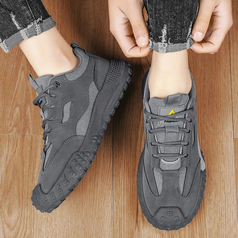Sneakers for Men High Quality Thick Soled Work Strap Outdoor Mountaineering Anti Slip Platform Wear-resistant Casual Sport Shoes