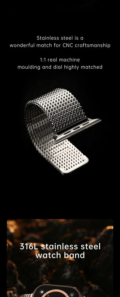 Luxury Milanese Mesh Apple Watch Ultra 2 Band, 316L Stainless Steel Watch Strap, For Apple Watch 49mm 45mm 44mm 41mm 40mm