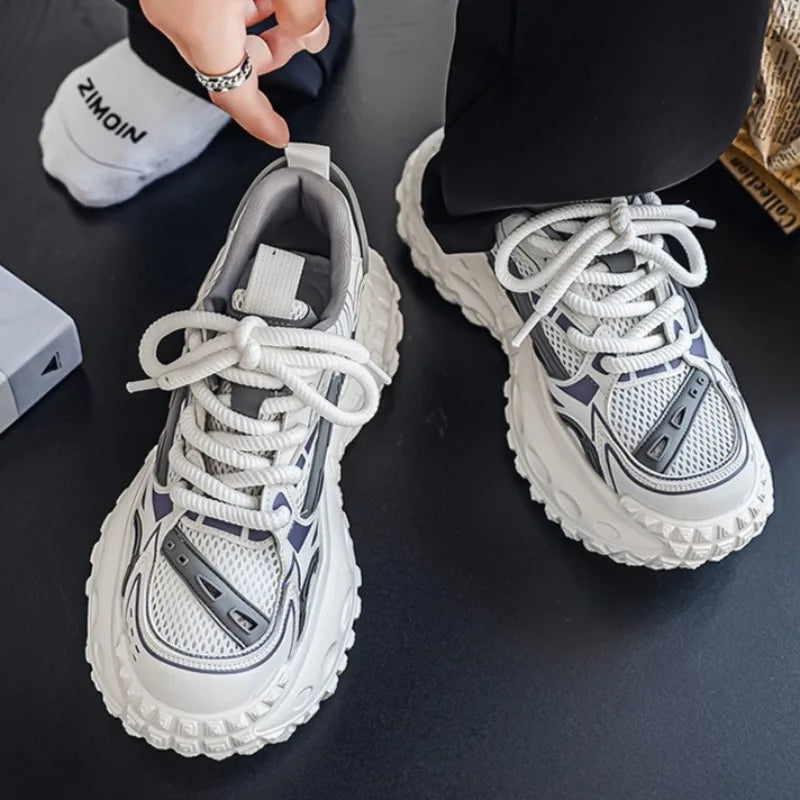 Sneakers for Men Fad Casual Mesh Mens Platform Sneaker Non Slip Wear Resistant Comfort Lace Up Soft Sole Shoes Zapatillas Hombre