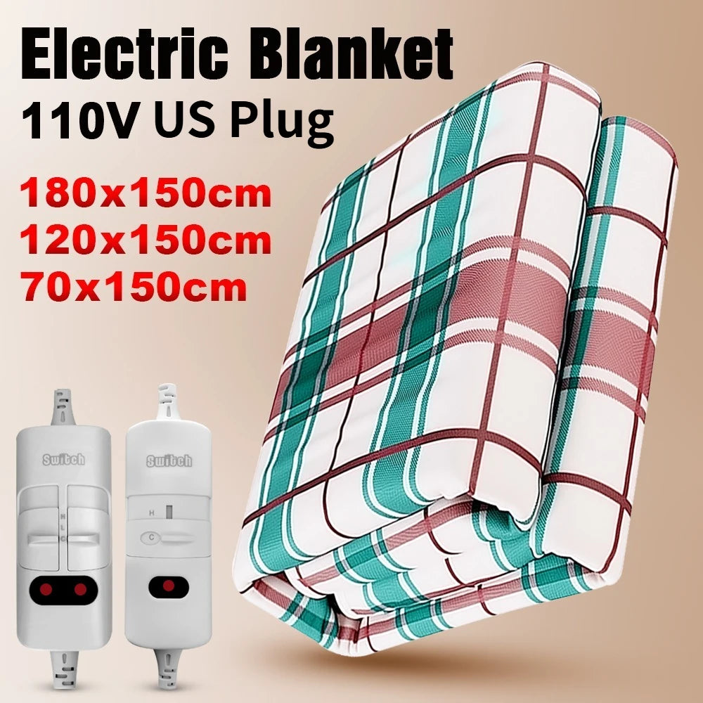 110V US Plug Electric Blanket Body Warmer Heated Blanket Thermostat Electric Heater Blanket Electric Heating for Winter Room Use