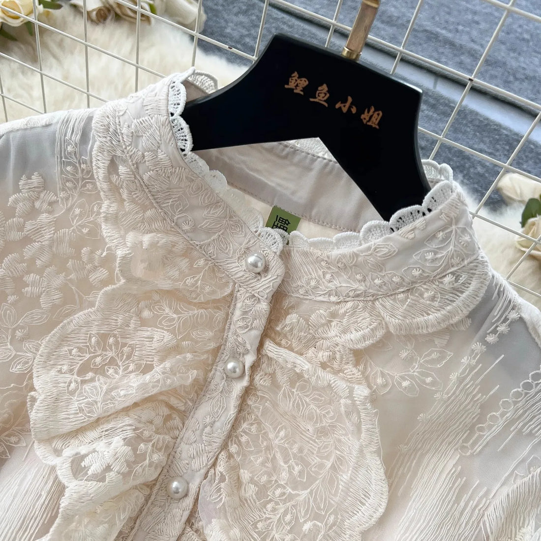 French Luxury Fashion Flower Mesh Embroidery Dress High Quality Women Stand Long Flare Sleeve Ruffles Belt Party Long Vestidos