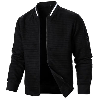 New Mens Long Sleeve Zipper Jacket Coats Stand Up Sweatshirts Outdoor Streetwear Autumn Warm Solid Color Baseball Jacket Men