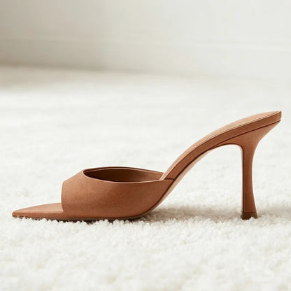 Designer Soft Leather High-heeled Sandals for Woman Sexy Pointed Toe Thin High-heeled Slippers Comfortable Summer Women&