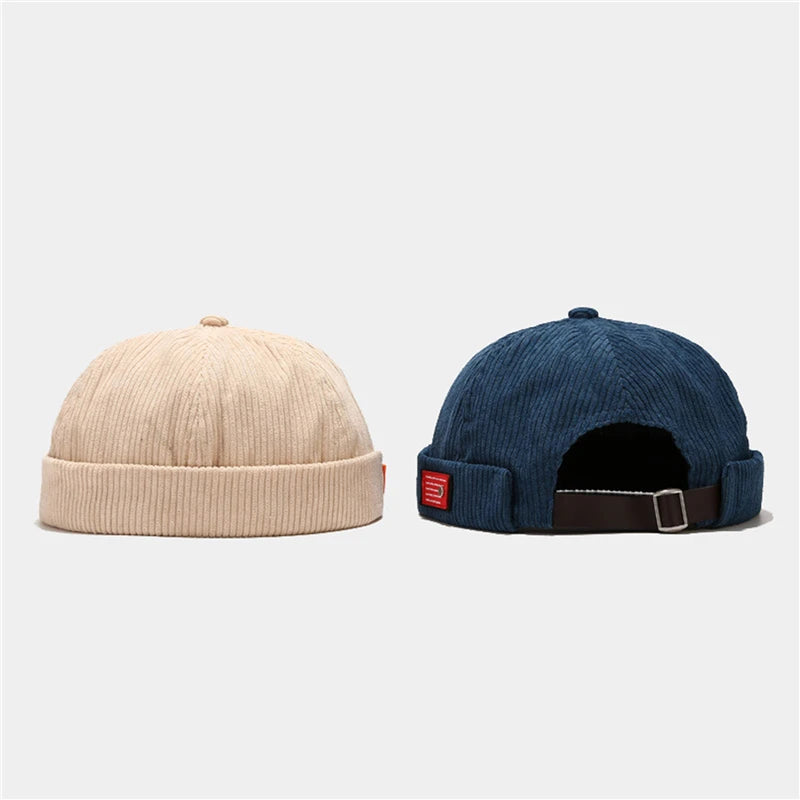 Men Women Brimless Beanie Cap Retro Dome Unisex Skullcap Sailor Cotton Mechanic Trendy Color Elastic Panels Docker Hat