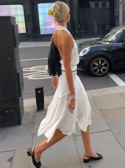 Vacation style temperament irregular European and American fashion spicy girl mid length skirt