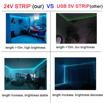Led Lights for Room Music Sync RGB Led Strip Lights 10m 20m 30m Flexible Ribbon for Room Bedroom Decor TV Backlights