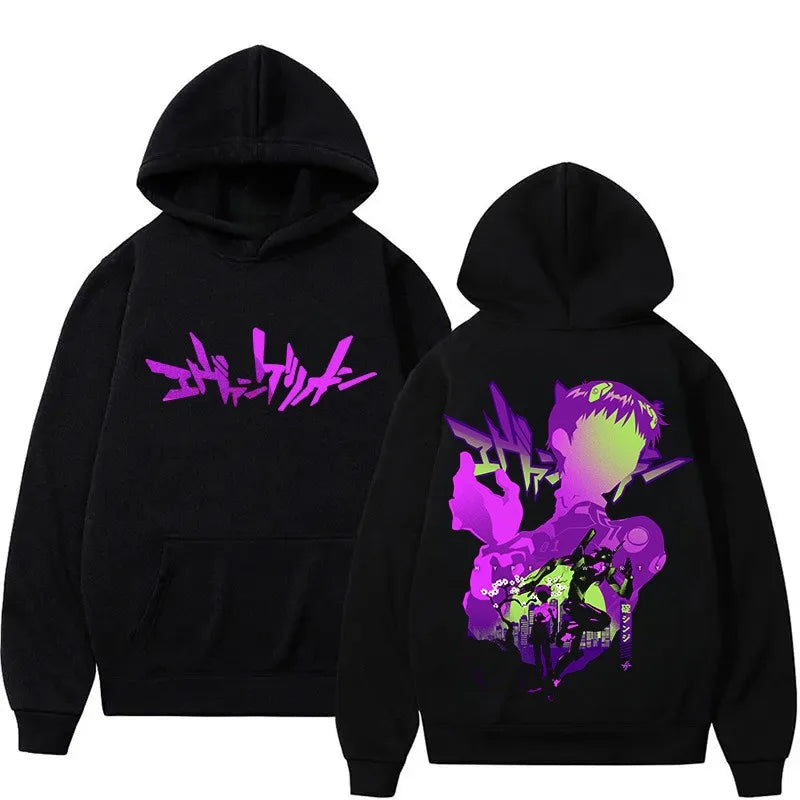 EVANGELION Eva Anime Hoodies Men Hoodie Sweatshirts Casual Long Sleeve Pullovers Hooded Sweater Cartoon Warm Hoody Tops Gifts
