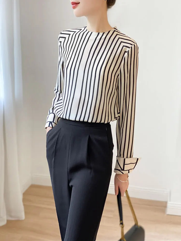 Fashion luxury ladies shirt France style woman printing blouse Long sleeve Tops blusa mujer