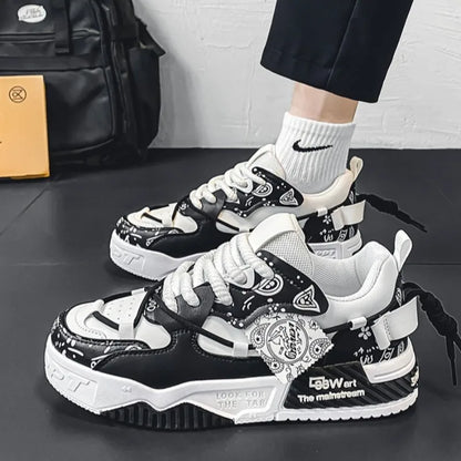 Sneakers for Men Fashion Brand Casual Shoes Youth Student Skateboard Shoes for Men Lace Up Vulcanized Shoes Platform Shoe Tennis