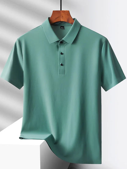 Summer Polo Shirts Men M-5xl Quick Dry Short Sleeve T-Shirt Elasticity Breathable Cool Ice Silk Polo Shirt Male Purple 18 Colors