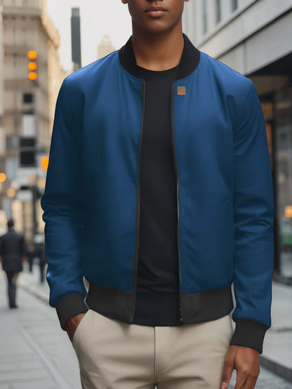 2024 Spring and Autumn New Baseball Collar Short Loose Solid Color Jacket Men&