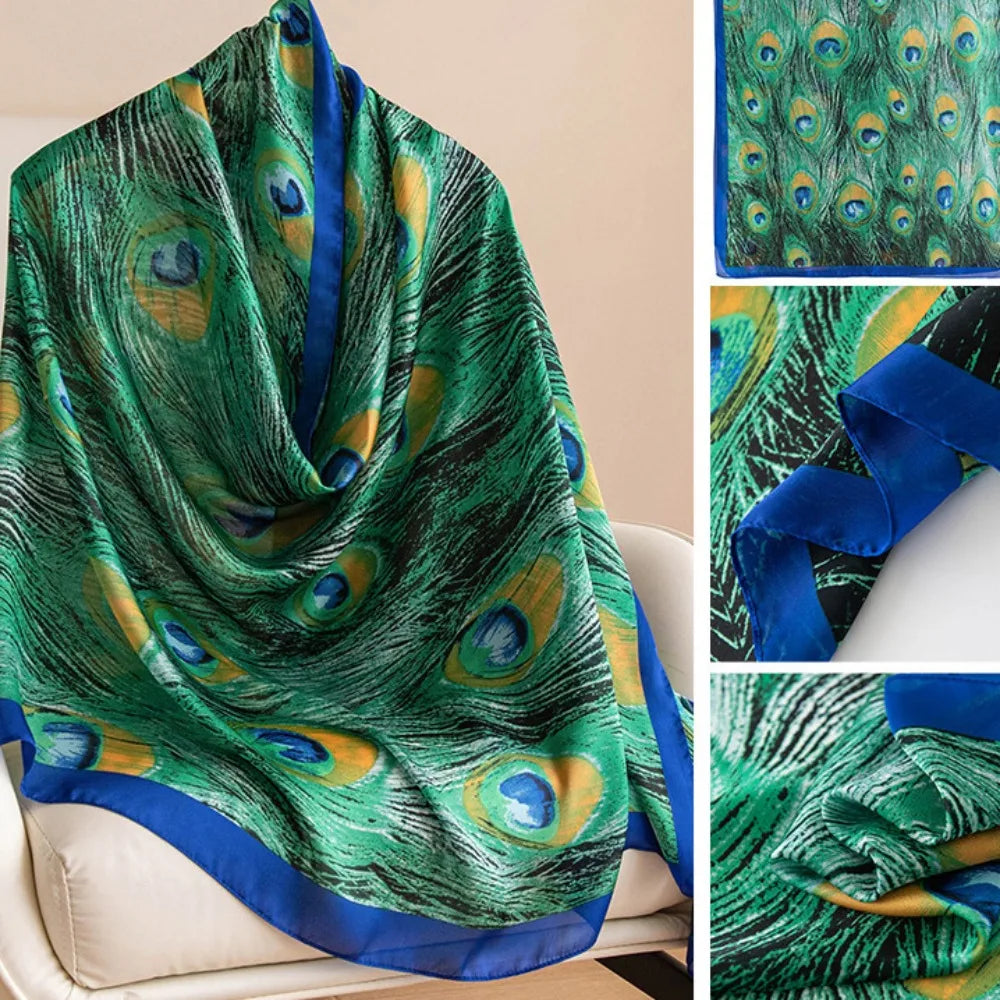 Fashion Korean Luxury Silk Scarf Elegant Lotus Pattern Chiffon Shawl Wrap Soft Printing Women Hijab Shawls Female