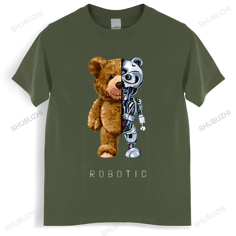 New Funny Teddy Bear Robot Tshirt Robotic Bear Shirt Casual Clothes Men Fashion Clothing Cotton T-Shirt Tee Top