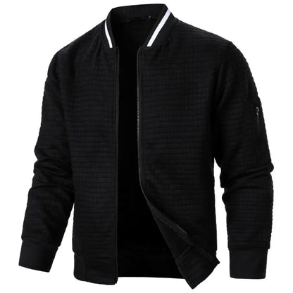 New Mens Long Sleeve Zipper Jacket Coats Stand Up Sweatshirts Outdoor Streetwear Autumn Warm Solid Color Baseball Jacket Men
