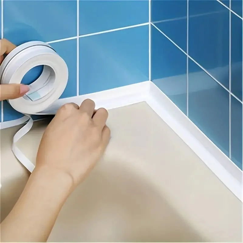 A Roll Of Three Meters Two Pvc Waterproof And Anti-Mildew Seam Adhesive, Suitable For Kitchen, Bathroom, Toilet, Corner Gap