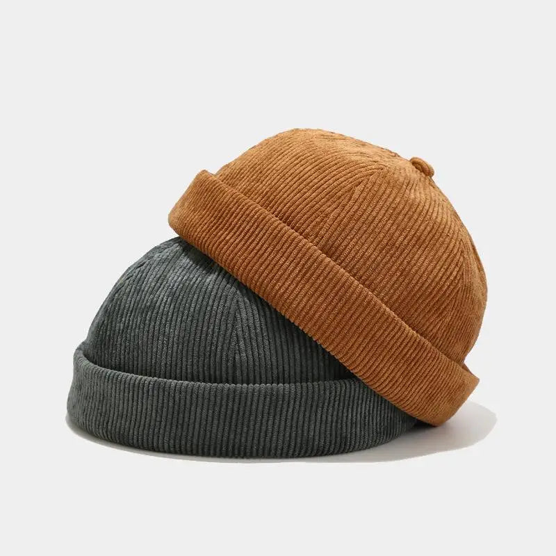 New Corduroy Brimless Cap for Men Women Adjustable Landlord Hat Retro Beanie Docker Caps unisex Hip Hop Hats Streetwear Dome Hat