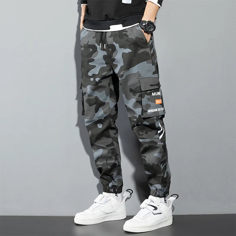 Orange Cargo Pants Men Hip Hop Joggers Y2K Streetwear Casual Pants Green Plus Size Camo Cotton Camouflage Korean Fashion Chinos