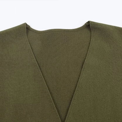 Woman Clothes Tops V Elegant Knit Cardigan For Women With V Neck Tie Waist And Flared Hem Autumn And Winter Workwear Top