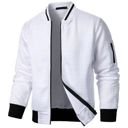 New Mens Long Sleeve Zipper Jacket Coats Stand Up Sweatshirts Outdoor Streetwear Autumn Warm Solid Color Baseball Jacket Men