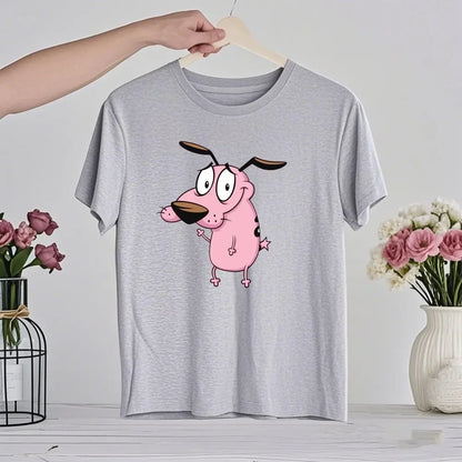 90‘s Cartoon Courage The Cowardly Dog Graphic TShirt Retro Street Fashion Summer Clothing Tops Gift Men Women Couple Cotton Tees
