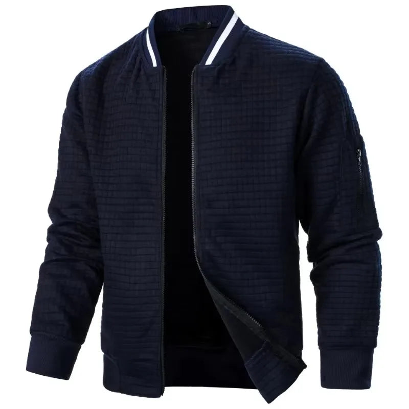 New Mens Long Sleeve Zipper Jacket Coats Stand Up Sweatshirts Outdoor Streetwear Autumn Warm Solid Color Baseball Jacket Men