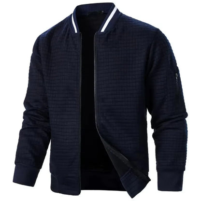 New Mens Long Sleeve Zipper Jacket Coats Stand Up Sweatshirts Outdoor Streetwear Autumn Warm Solid Color Baseball Jacket Men