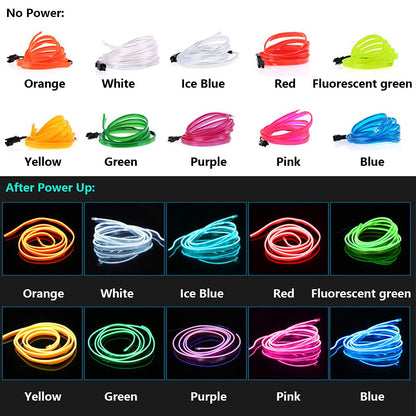 5M Car Interior Led Strip Light Neon EL Wiring Decorative Lamp For Auto DIY Flexible Ambient Light USB Party Atmosphere Diode