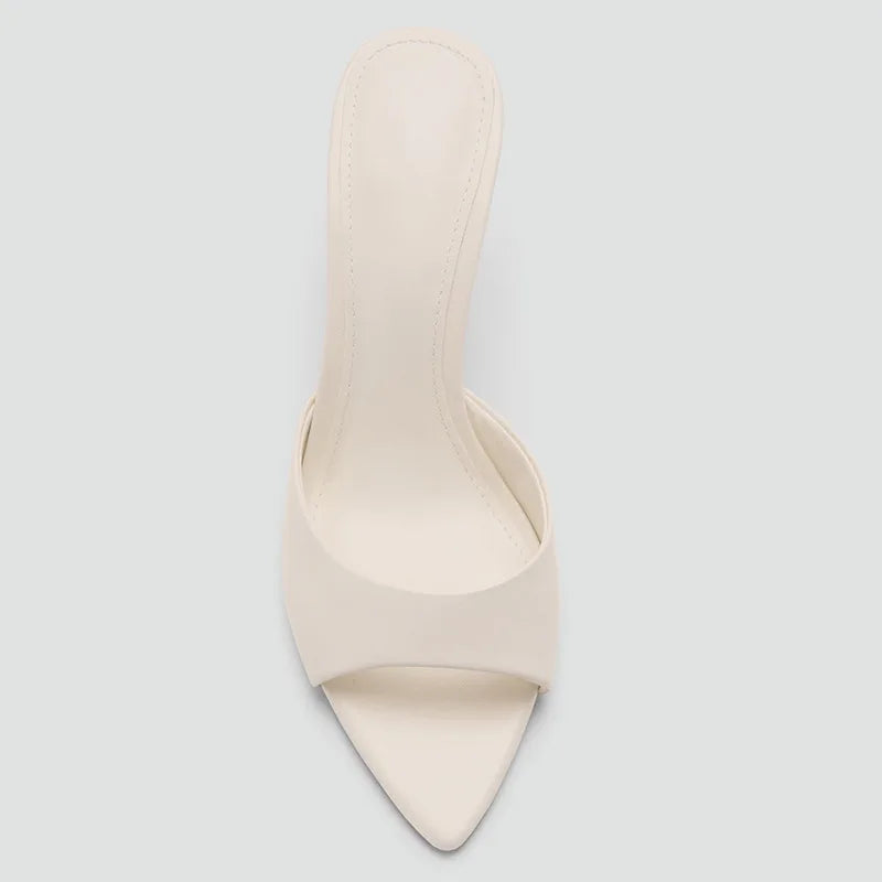 Designer Soft Leather High-heeled Sandals for Woman Sexy Pointed Toe Thin High-heeled Slippers Comfortable Summer Women&