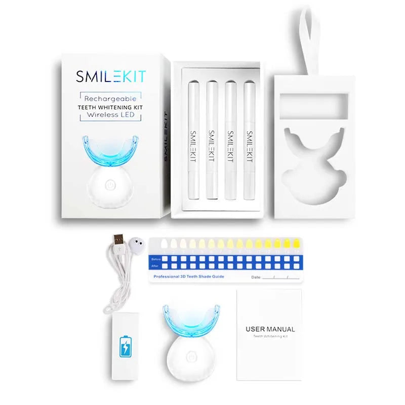 Wholesale Customizable Fast Whitening Teeth Kit Multi-Purpose Wireless LED Light with Four Whitening Gel Pens for Home Use