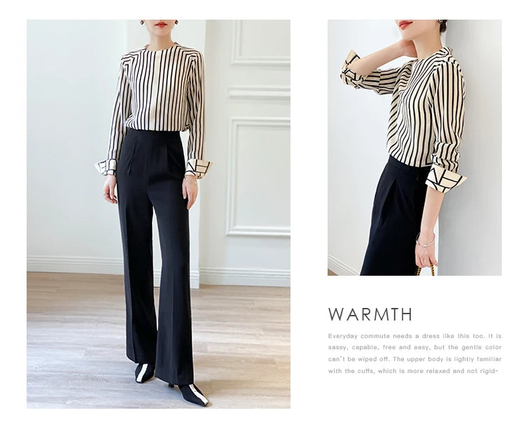 Fashion luxury ladies shirt France style woman printing blouse Long sleeve Tops blusa mujer