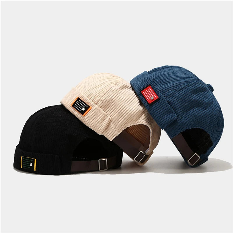 Men Women Brimless Beanie Cap Retro Dome Unisex Skullcap Sailor Cotton Mechanic Trendy Color Elastic Panels Docker Hat