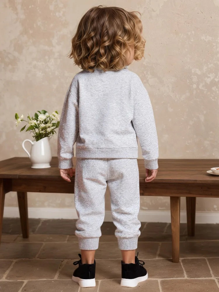 Spring Fall New Style Casual Sweatshirts Sets for Girls 0-8years  Cartoon Printed Kids O Neck Hoodies and Trousers 2pcs Set