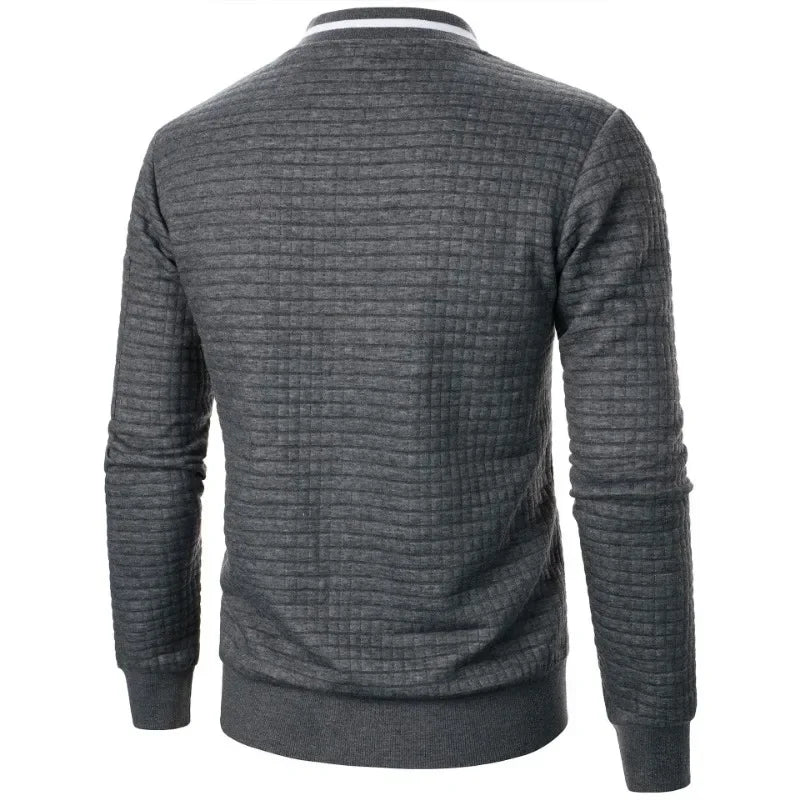 New Mens Long Sleeve Zipper Jacket Coats Stand Up Sweatshirts Outdoor Streetwear Autumn Warm Solid Color Baseball Jacket Men