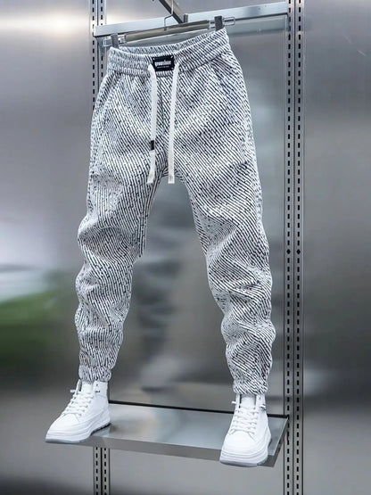 Spring And Autumn Men Harem Pants Zebra Striped Trousers Sport Clothing Cargo Sweatpants Brushed Loose Waist Versatile Pants