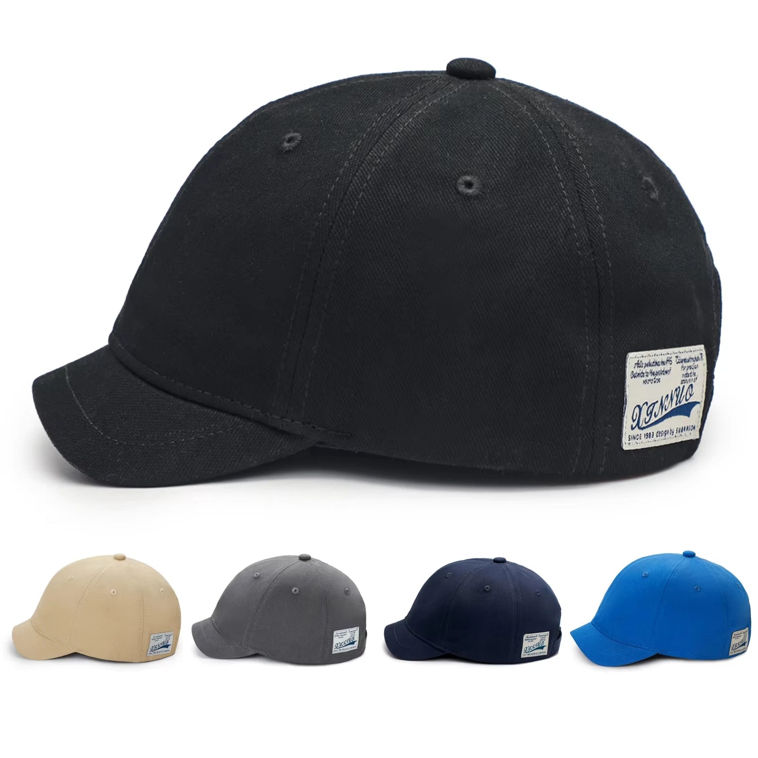 Men Women Short Edge Baseball Caps Casual Outdoor Cycling Caps Nylon Fastening Strap Adjustable Street Retro Embroidered Dad Hat