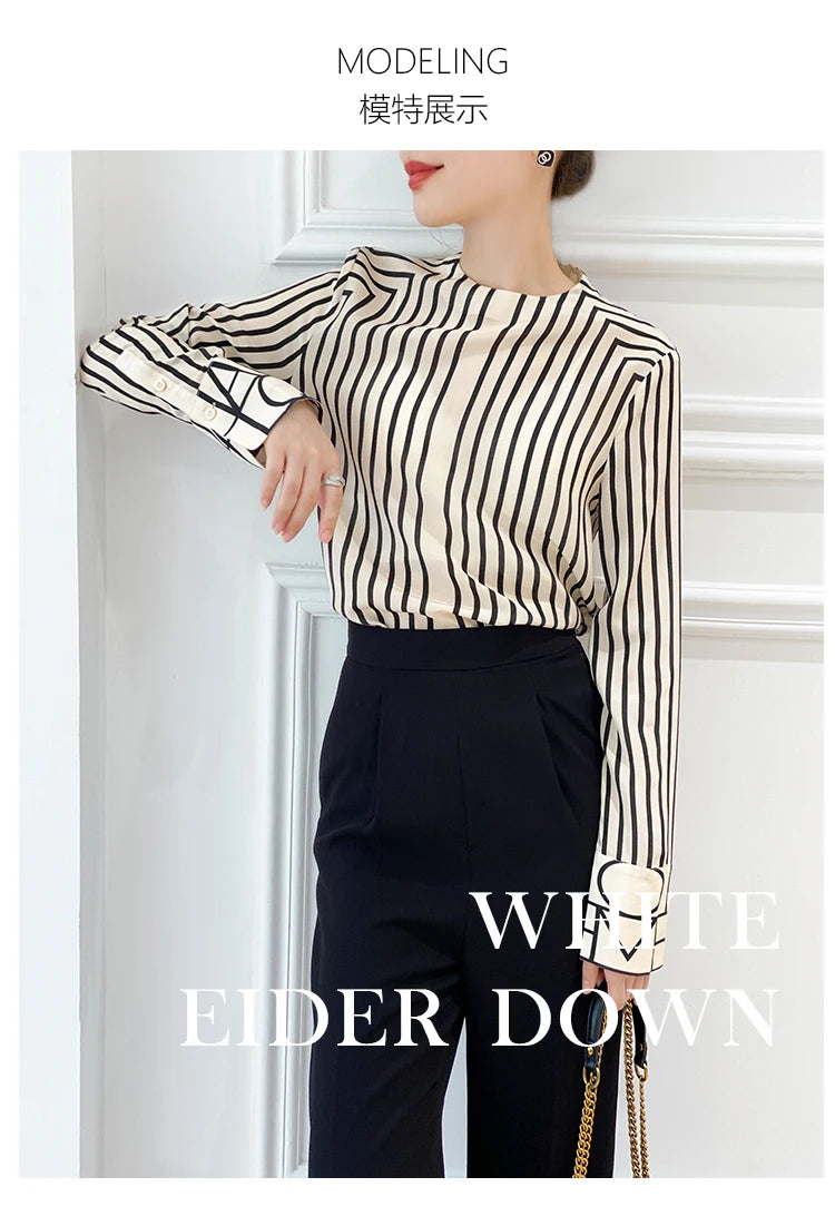 Fashion luxury ladies shirt France style woman printing blouse Long sleeve Tops blusa mujer