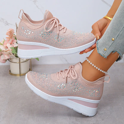 Designer Sneakers Women Shoes New Women Mesh Platform Sneakers High Heels Wedges Thick Bottom Breathable Casual Vulcanize Shoes
