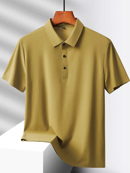 Summer Polo Shirts Men M-5xl Quick Dry Short Sleeve T-Shirt Elasticity Breathable Cool Ice Silk Polo Shirt Male Purple 18 Colors
