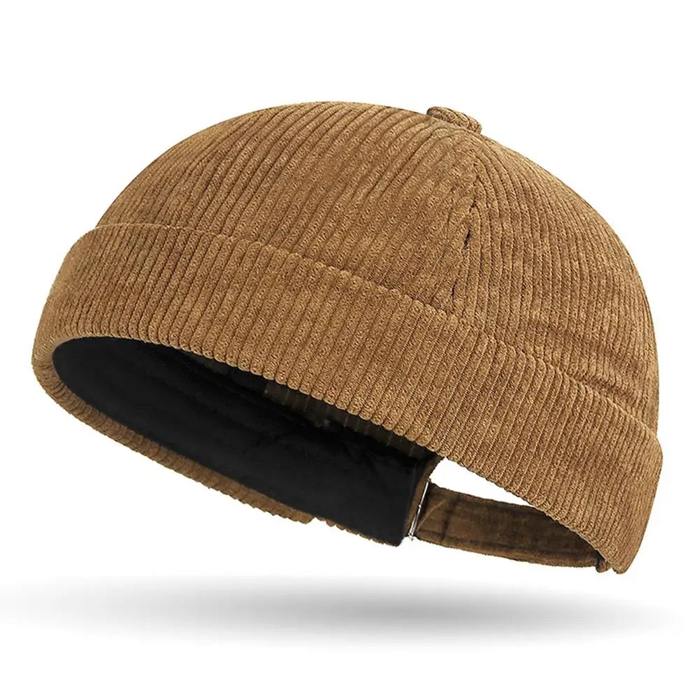 New Corduroy Brimless Cap for Men Women Adjustable Landlord Hat Retro Beanie Docker Caps unisex Hip Hop Hats Streetwear Dome Hat