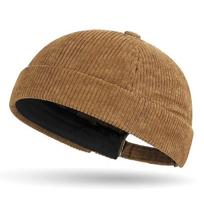 New Corduroy Brimless Cap for Men Women Adjustable Landlord Hat Retro Beanie Docker Caps unisex Hip Hop Hats Streetwear Dome Hat