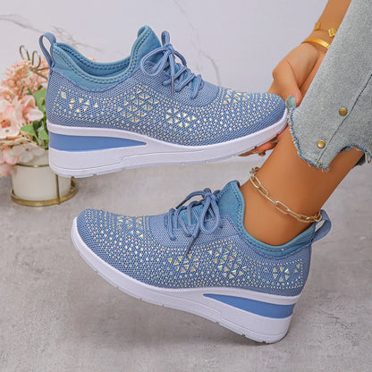 Designer Sneakers Women Shoes New Women Mesh Platform Sneakers High Heels Wedges Thick Bottom Breathable Casual Vulcanize Shoes