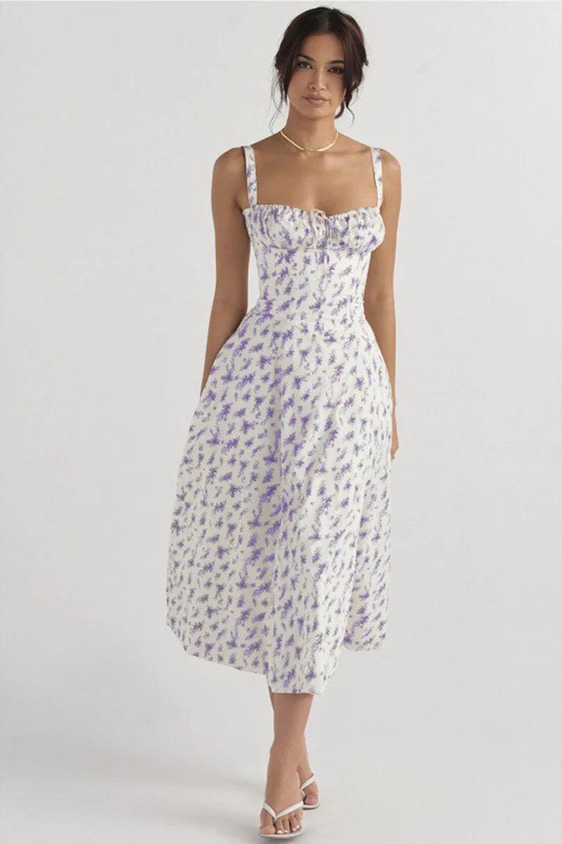 Luxury new temperament solid color fashion high-end halter dress floral dress women