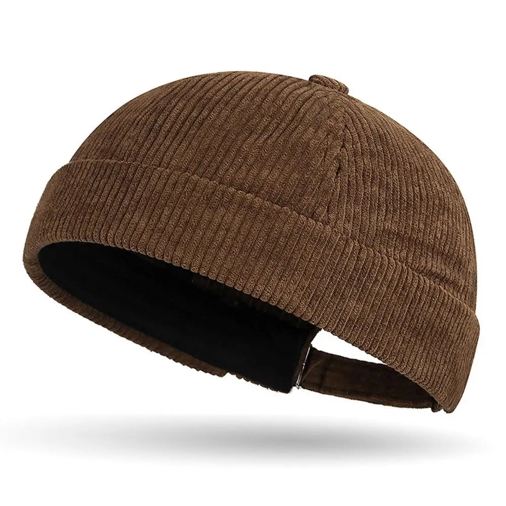 New Corduroy Brimless Cap for Men Women Adjustable Landlord Hat Retro Beanie Docker Caps unisex Hip Hop Hats Streetwear Dome Hat