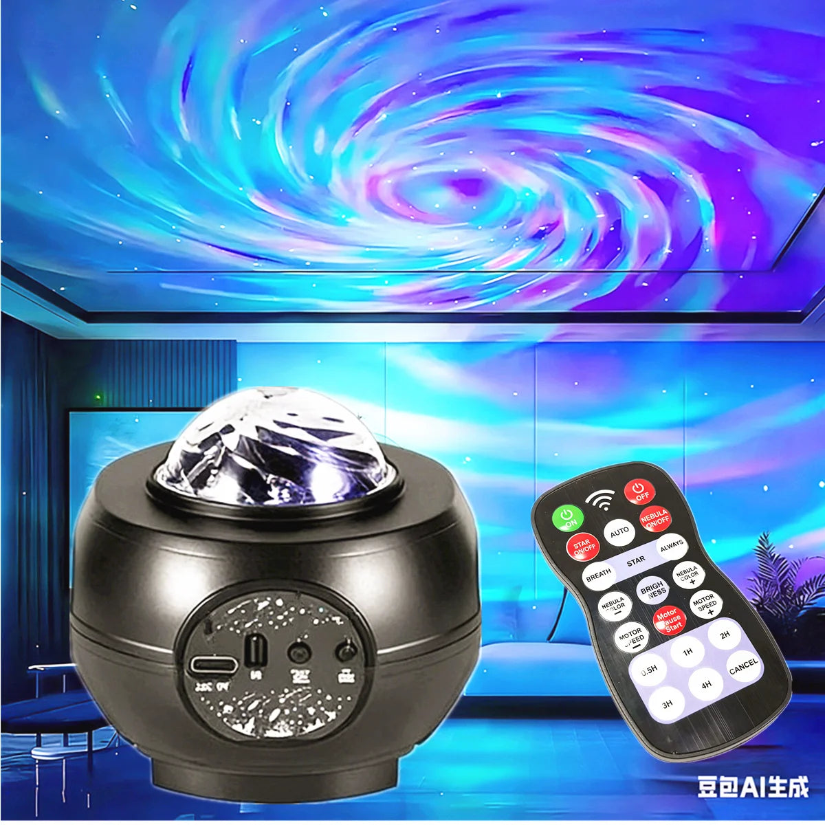 Galaxy Projector - USB-powered portable star projection lamp. Multi-color night light. Fantastical starry night sky effect light