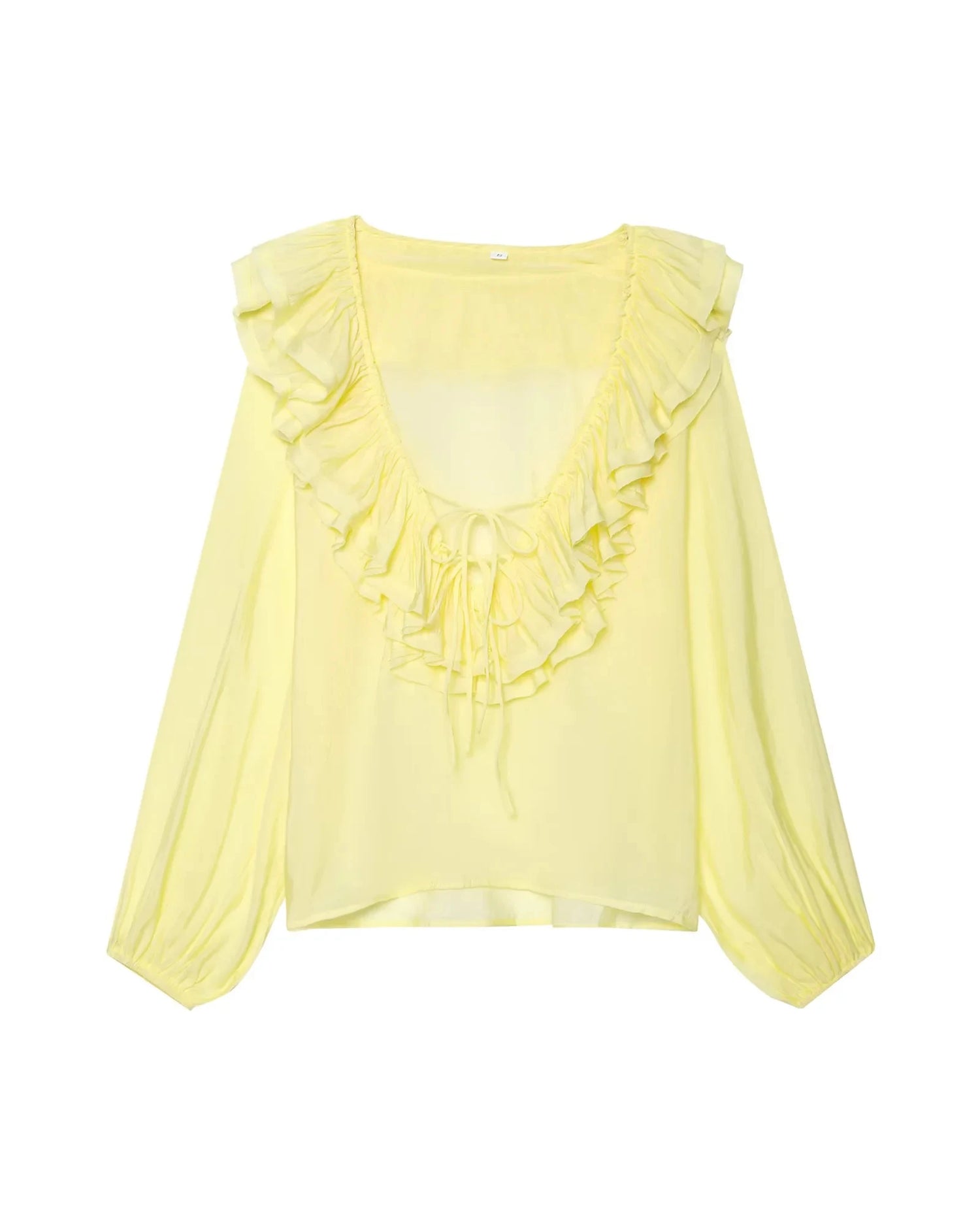 Spring New Sle White Loose Layered V-Ne Decorative irt Design Polyester Fiber Long Sve Regular Length Women&