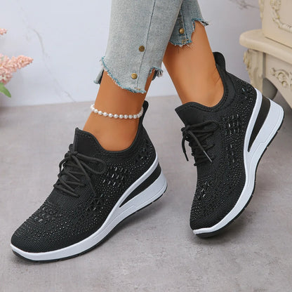 Designer Sneakers Women Shoes New Women Mesh Platform Sneakers High Heels Wedges Thick Bottom Breathable Casual Vulcanize Shoes