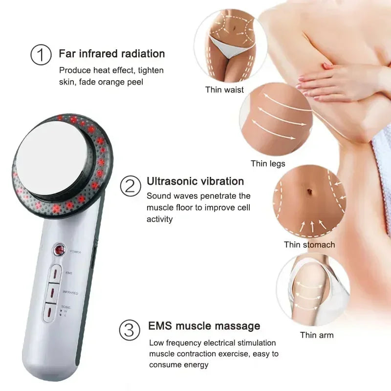 3 IN 1 EMS Ultrasonic Cavitation Weight Loss Machine Anti Cellulite Fat Burner Infrared Slimming Machin Beauty Apparatus Care