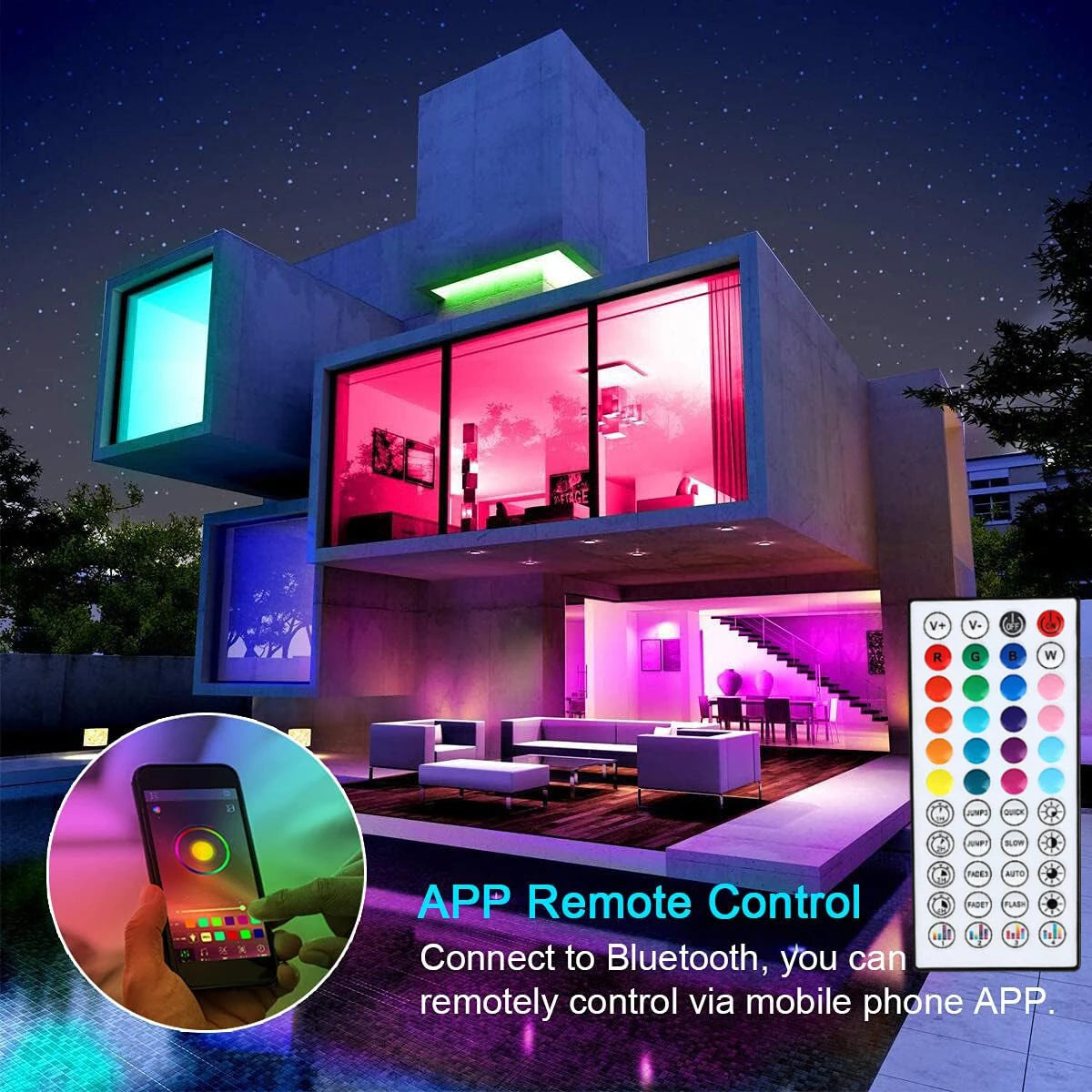 RGB Led Lights for Room 10m 20m 30m Music Sync Led Strip Lights Flexible Ribbon Tape for Room Bedroom Decor TV Backlights