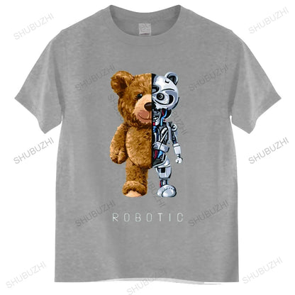 New Funny Teddy Bear Robot Tshirt Robotic Bear Shirt Casual Clothes Men Fashion Clothing Cotton T-Shirt Tee Top