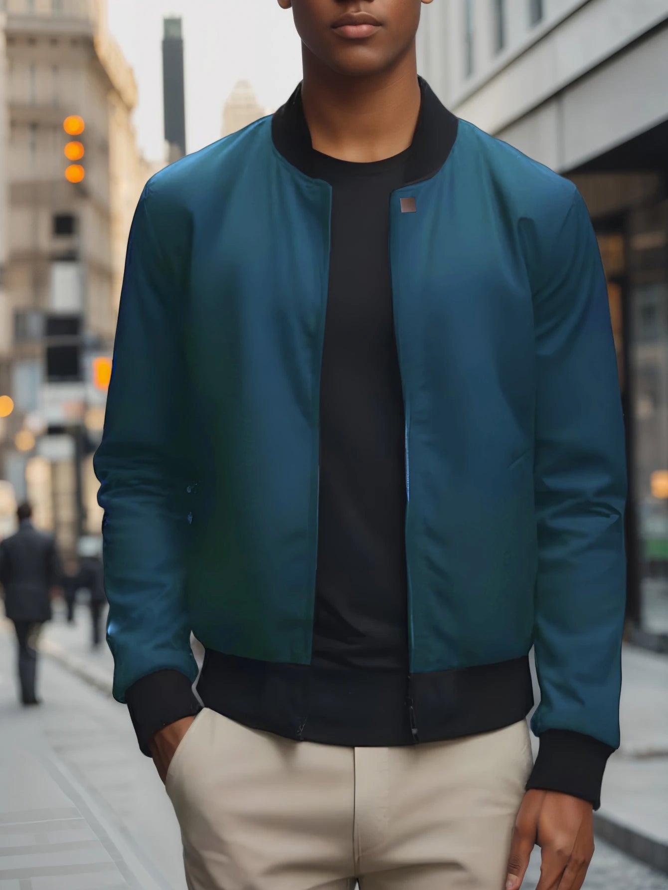 2024 Spring and Autumn New Baseball Collar Short Loose Solid Color Jacket Men&